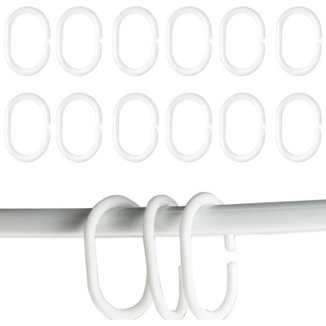 Anneaux Rideaux 12 Pièces Plastique, Crochets C Pour Rideau De Douche Et Fenêtre (1/5)