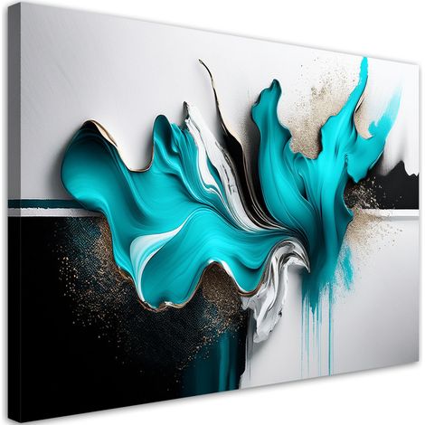 Tableau déco Turquoise Abstraction Effet 3D 90x60 (1/5)