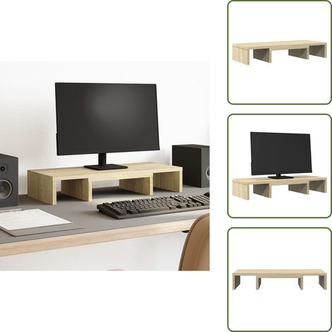 Monitorständer Verstellbar Sonoma-Eiche 60x24x10,5 cm - Monitorständer - Monitor Ständer - Monitorerhöhung - Verstellbarer Monitorständer