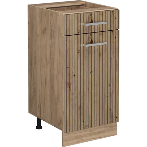 Mobiletto base per cucina R-Line, Rovere artigianale, 40 cm senza piano di lavoro, Vicco
