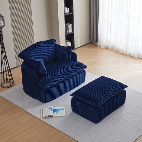 Fauteuil hocker assorti fonction convertible tissu côtelé douillet format compact adapté aux petits espaces (1/5)