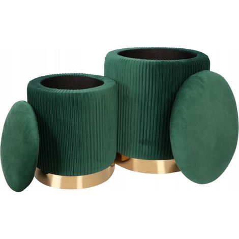 Poufs (lot de 2) P4-FX vert velours (1/5)