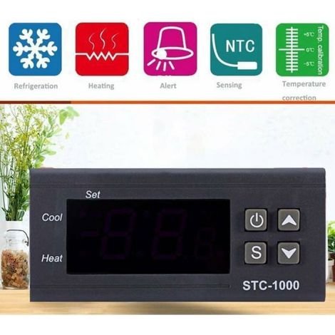 Régulateur Température Numérique AC 110-220V 10A Thermostat Chauffage Refroidissement 2 Relais avec Sonde NTC 1m (1/5)