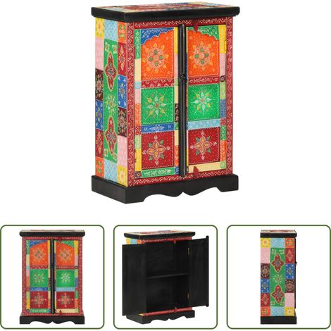 vidaXL Bois de manguier -  Buffet peint à la main avec portes 53x30x75 cm Bois de manguier (1/5)