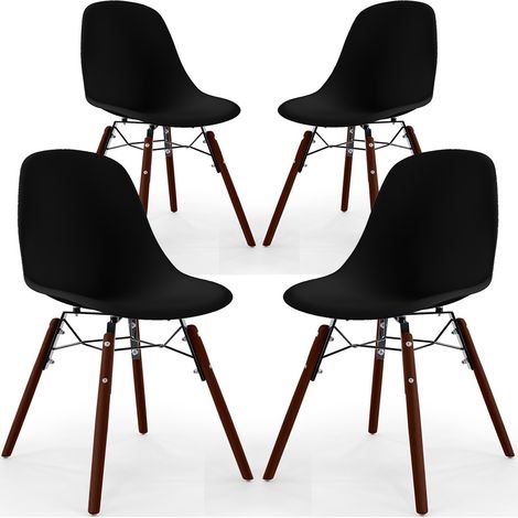 Sillas de Comedor - Diseño Escandinavo - Patas de Madera Oscura - Pack de 4 - Skögur