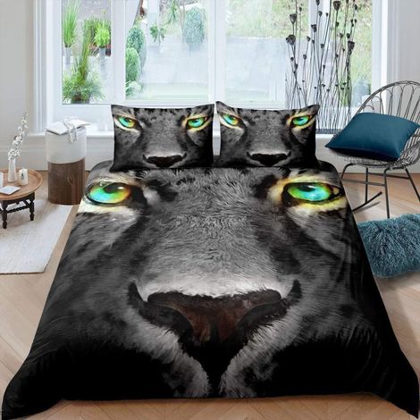 Bettwäsche-Set 135x200cm mit Leopardenmuster und Reißverschluss