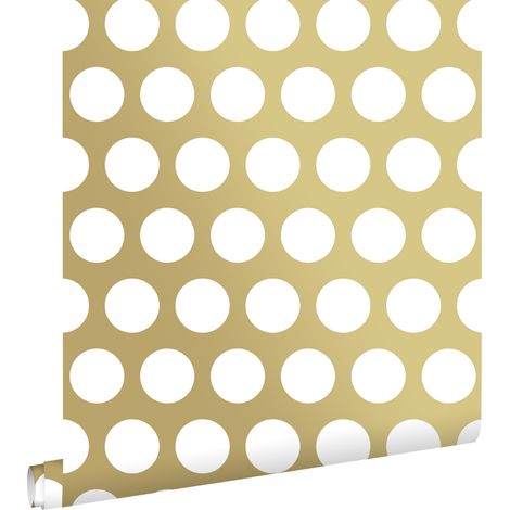 papier peint gros points or brillant et blanc - ESTAhome (1/5)