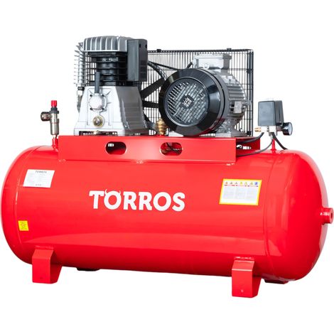 Torros – Compresseur à entraînement par courroie 270 L 5,5 kW 10 bars 820 l/min – Moteur en cuivre – Pour travaux de bois – TC2708210T (1/5)