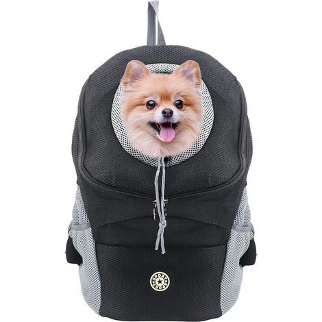 JSSEVN - Dog and cat backpack - With breathable head and padded shoulder straps for outdoor hiking (suitable for pets weighing 7 to 12 kg) (1/5)