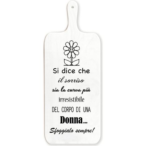 Lupia - Tagliere Decorativo LIGHT WHITE con manico in Legno 15x37 cm Regalo per la festa della DONNA, compleanno, anniversario, onomastico (1/2)