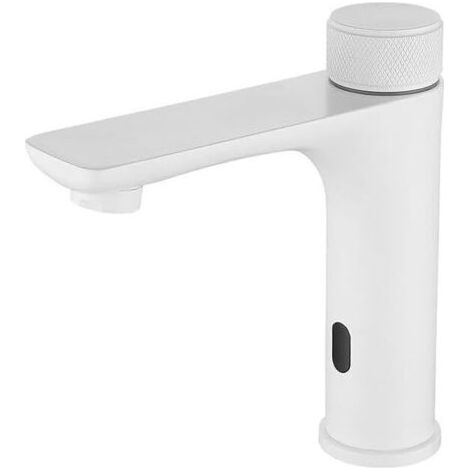 Berührungsloser automatischer Sensor-Waschtischhahn, weiße Spültischarmatur, freihändige Bedienung (1/5)