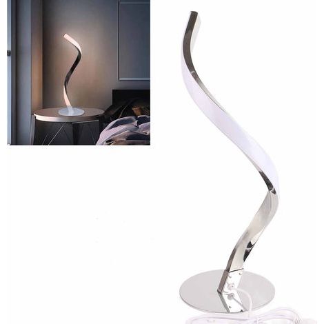 S-Shaped Lampe de Table Spirale LED Dimmable, Liseuse Lampe, pour Nuit et Lampe de Chevet EU Plug 100240V (Argent) (1/5)
