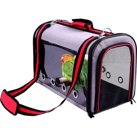 Cage à oiseaux, cage de voyage portable d'extérieur pour perroquet, sac de transport transparent et respirant pour animaux de compagnie (1/4)