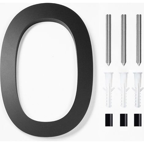 Modern brushed stainless steel door number plaque - 6 inches, 152 mm high, solid black stainless steel (number 0) (1/5)