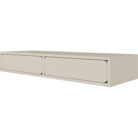 Selsey – Coiffeuse suspendue enfant 110 cm – 2 tiroirs – Panneau stratifié gris beige – Montage facile (1/5)