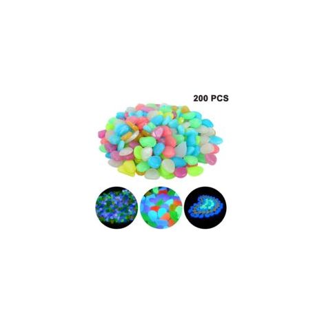 200 Morceaux de Multicolore Leuchtsteine, Cailloux Lumineux Fluorescents de Pierres pour Aquarium du Jardin d'Enfants à la Décoration (Multicolore) (1/5)