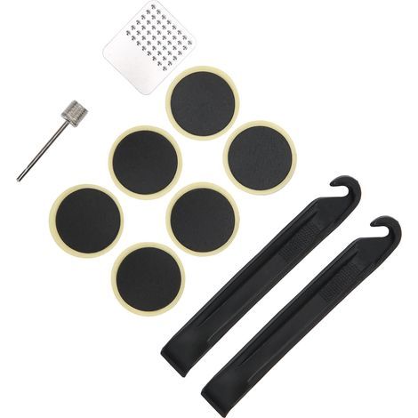 Kit de Réparation de Pneu de Vélo - Ensemble Anti-Crevaison avec Rustines, Démonte-Pneus et Lime (1/5)