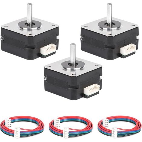 3pcs Moteur Pas à Pas Nema 17 42x23mm, 16Ncm 1,8° Par Tour, 3,6 V/1A, 2 Phases 4 Fils avec 1m Câble pour Imprimante 3D, Fraiseuse CNC, Bras Robotiques, Graveurs Laser (1/5)