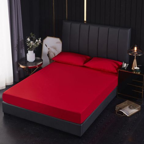 Protège Matelas Imperméable - Alèse Respirante, Hypoallergénique, Anti-Acarien, Anti-Bactérien - Rouge 80200cm