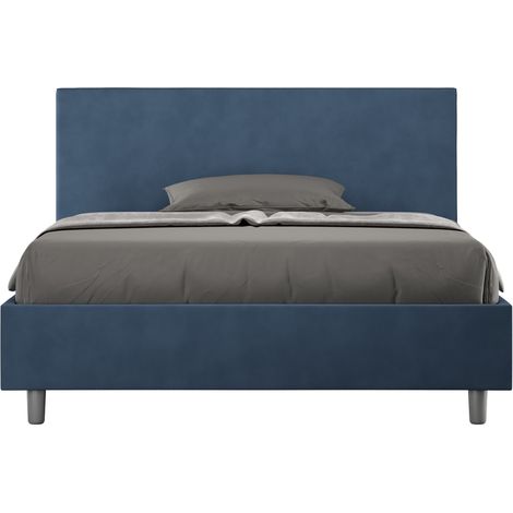 Letto Matrimoniale 160x200 cm con Rete e Contenitore Adele Blu (1/5)