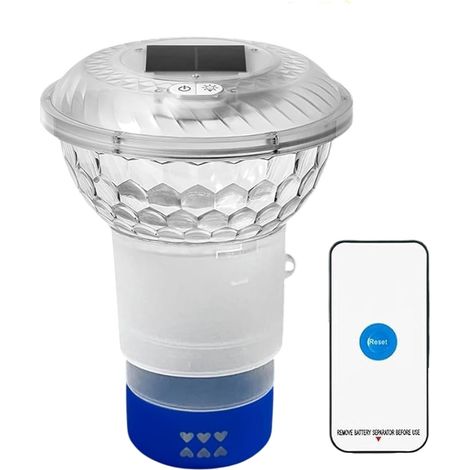 1 Distributeur Flottant, Panneau Solaire, Lumières LED, Tablettes 7,6 Cm, Piscine Extérieure (1/5)