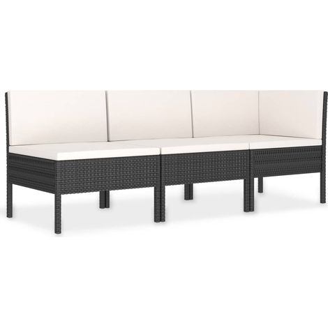 Salon de jardin 3 pcs Contemporain, Ensemble repas de jardin, avec coussins Résine tressée Noir OIB7193E (1/5)