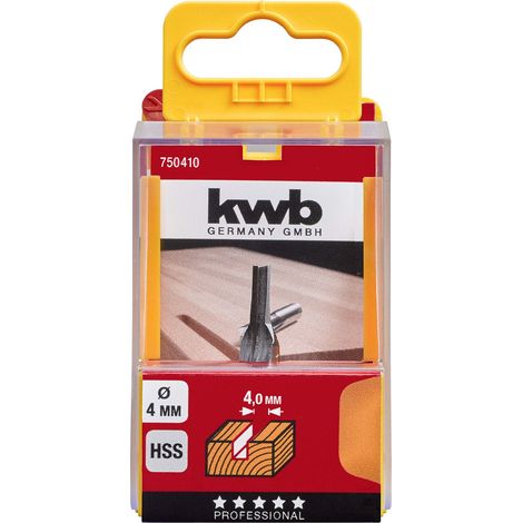 kwb 7504-10 HSS Groove Cutter Professional (per legno, Ø 4mm, lunghezza di lavoro 10mm, gambo 8mm, realizzato in Germania, abbinata a tutta la solita fresatura a mano) (1/5)
