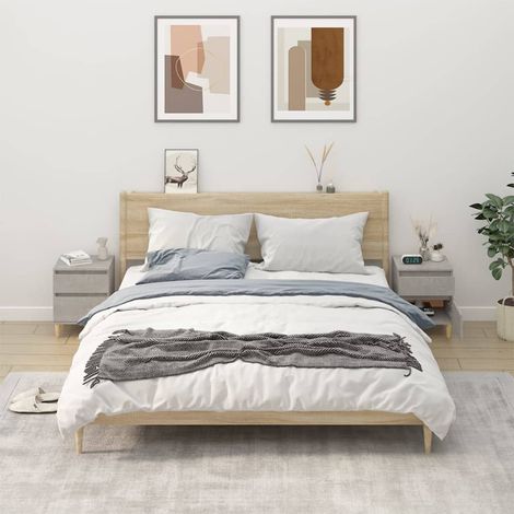 Lot de 2 Chevets Commodes de nuit - Tables d'appoint - Gris béton 40x35x50 cm Chic-226914 (1/5)
