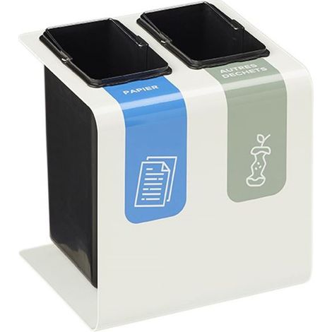 Corbeille de tri sélectif Tribu - au choix - 2 x 8l - blanc signalisation - RAL 9016 (1/5)