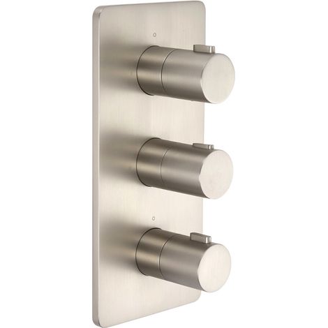 Milano Hunston Triple Diverter Thermostatic Mixer Shower Valve with 3 Outlets - Brushed Nickel (1/3)