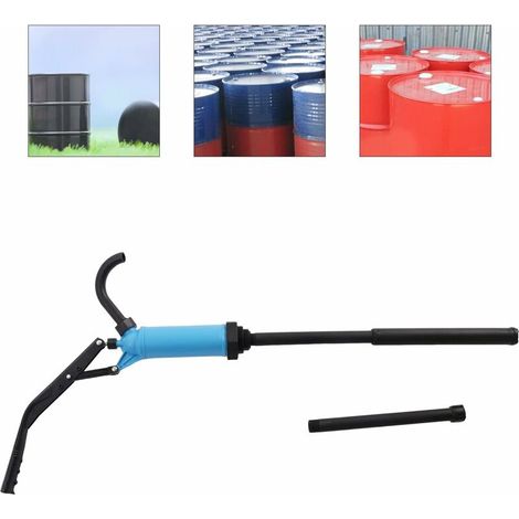 Pompa manuale in acciaio inox modello 201 con tubo di uscita dell'olio a forma di U, portata 16-18 l/min, leva blu universale, adatta per fusti da 55 galloni.