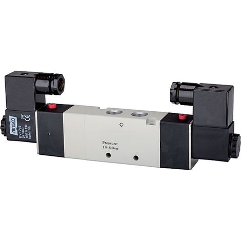 Riegler 5/3-Wegeventil elektropneum. Mitte entl., G 1/8, 24VDC 550l/min (1/3)