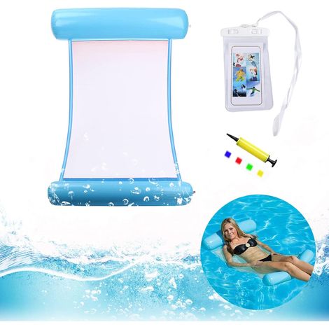 Aufblasbares Schwimmbett, Wasserhängematte, 3-in-1, wasserdichte Tasche und Pumpe (1/5)