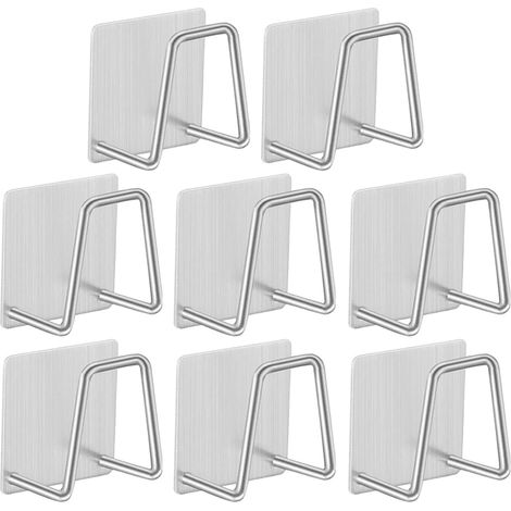 8-Piece Sink Sponge Holder, Self-Adhesive 304 Stainless Steel Holder, Sponge Organizer for Kitchen and Bathroom (1/5)