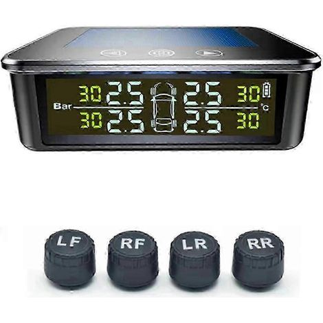 Sensores externos de presión de neumáticos para automóviles, sistema de monitoreo de presión de neumáticos (TPMS) con energía solar, alarma de neumáticos, pantalla LCD digital.
