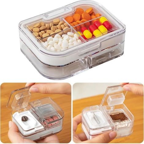 Coupe comprimé, Coupe medicaments, Broyeurs et coupe-comprimés, Qualité alimentaire, Portable, 1 divisé en 2 (1/4)