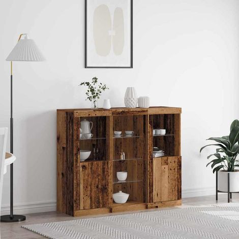 LED-Sideboard Altholz 123 x 37 x 100 cm Holzwerkstoff