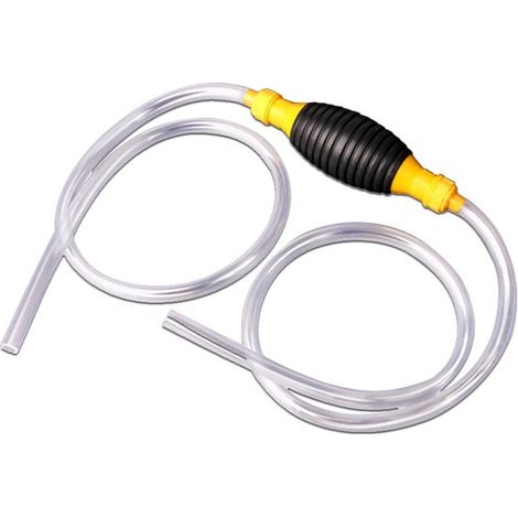 Pompe à main – 200 cm – Pompe à liquide – transparente/noire/jaune – Pompe à siphon manuelle – pour carburant, essence, diesel, aquarium pour poissons – plastique (1/4)