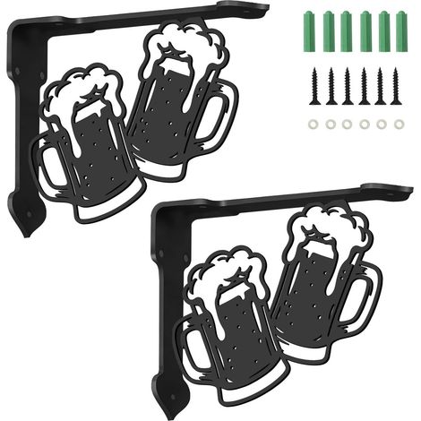 2 Pièces Support Étagère Murale Chopes de Bière Équerres Métalliques Murales en Forme de L pour Charge Lourde Convient aux Chambres Salons Bureaux et Balcons 21x17,2 cm (1/5)