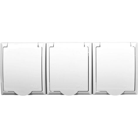 Fala Dreifach-Hermetiksteckdose mit/ohne IP44-Abdeckung, weiß, GNH-3HZ/00/w