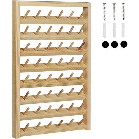 – 48 Spool Folding Thread Holder, Wooden Organizer, Wall Mount, Cone, Embroidery Machine, Sewing (1/3)