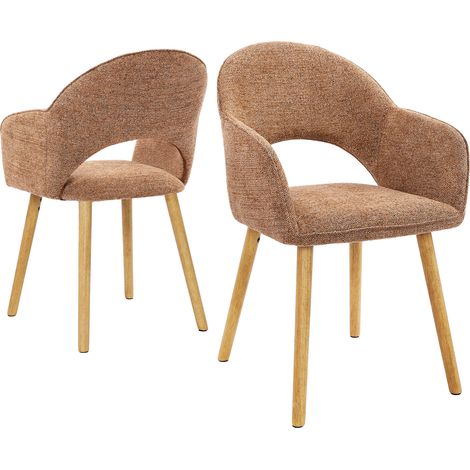 Goeurvant Chaises de salle à manger confortables en chenille avec dossier en forme de croissant et accoudoirs ergonomiques, L'alliance parfaite de soutien et de style - Lot de 2 - Orange (1/5)