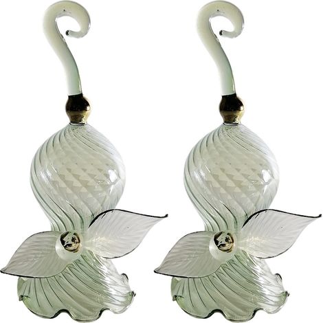 Campana campanella in vetro soffiato fiore bianco set da 2 oggetti per la casa made in Italia da collezione particolare (1/5)