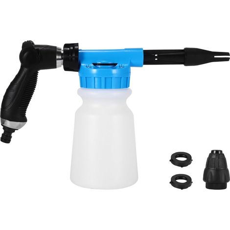Pistolet à mousse pour le nettoyage des sols - 5 niveaux de mousse/modes rinçage - 1 pièce - Pour voiture/bateau/maison (bleu) (1/5)