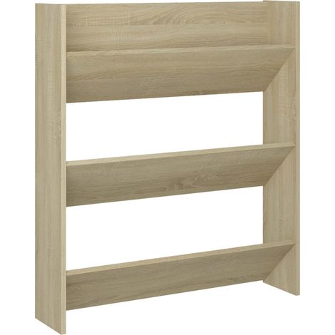 Armoire à chaussures range chaussures rangement meuble entrée couloir salon murale sonoma bois d'ingénierie brun (1/4)