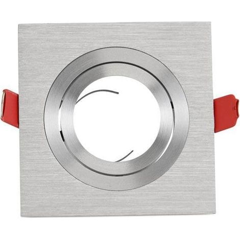 Collerette carrée orientable à encastre pour ampoule LED GU10 - Argent (1/3)