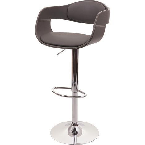 Sgabello sedia design elegante retrò HHG-637b acciaio cromato ecopelle grigio opaco