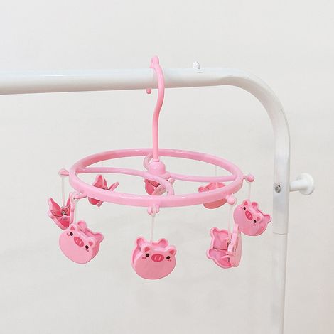 Porte-Serviette Rotatif en Plastique - Étendoir Multifonction pour Sous-vêtements, Chaussettes et Petits Vêtements (Diamètre 18cm, Hauteur 13cm, Rose Cochon) (1/4)