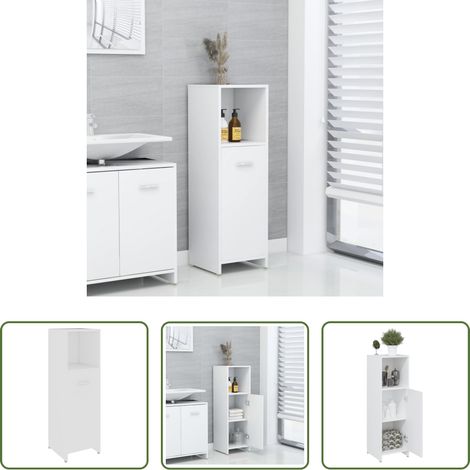 vidaXL Armoire buanderie - Armoire de salle de bain Blanc 30x30x95 cm Bois d'ingénierie (1/5)