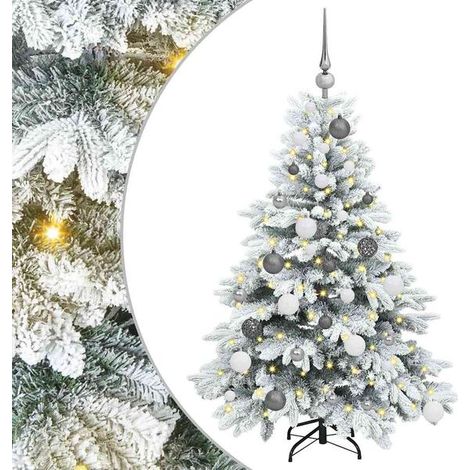 Sapin de Noël artificiel avec 150 lumières LED blanches, 120 cm de haut, en PE et PVC. (1/5)